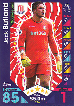 Jack Butland Stoke City 2016/17 Topps Match Attax #236